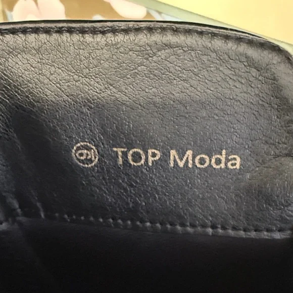 Black Knee-High Women's Boots features zipper on side and gold around the heels - Picture 5 of 11